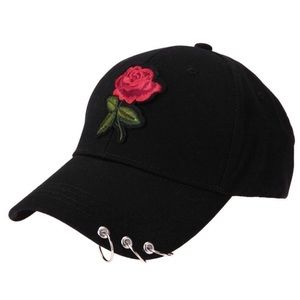 Goth Metal Rings Rose Black Hat